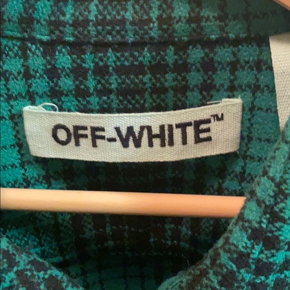 Off white emerald green tartan flannel - Picture 3 of 6
